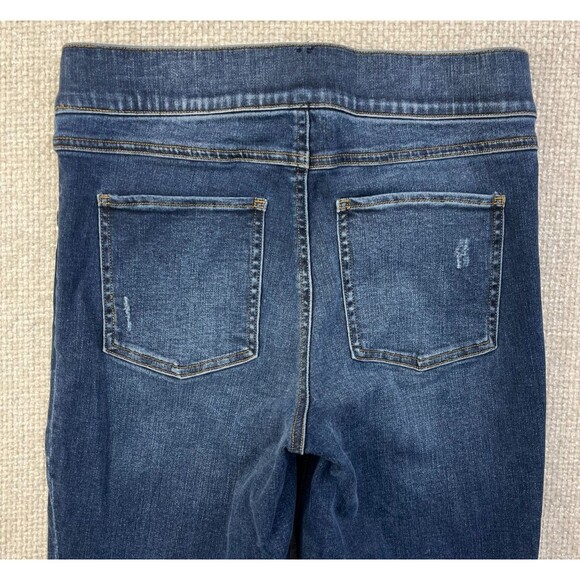 Spanx Jeans Women's M Skinny Slimming Stretch Pull On Blue Distressed Jeggings - Picture 4 of 12